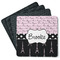 Paris Bonjour and Eiffel Tower Square Rubber Backed Coasters - Set of 4 (Personalized)