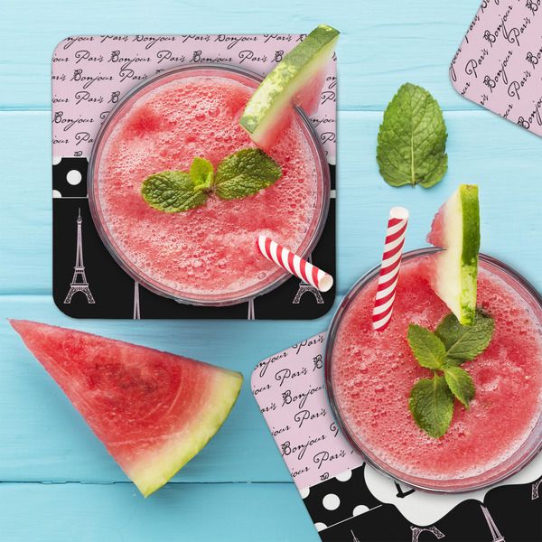 Paris Bonjour and Eiffel Tower Coaster Set - LIFESTYLE