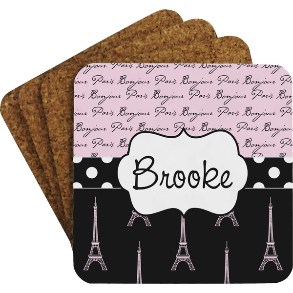 Paris Bonjour and Eiffel Tower Coaster Set (Personalized)