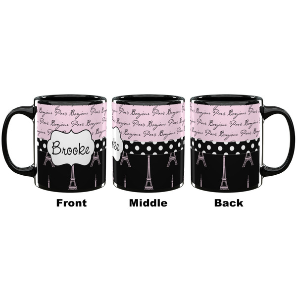 Paris Bonjour and Eiffel Tower Coffee Mug - 11 oz - Black APPROVAL
