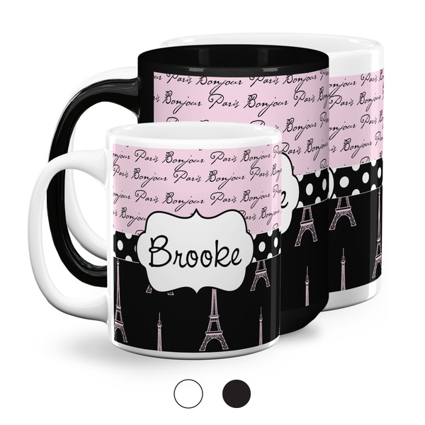 Paris Bonjour and Eiffel Tower Coffee Mugs Main