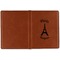Paris Bonjour and Eiffel Tower Cognac Leather Passport Holder Outside Single Sided - Apvl