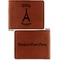 Paris Bonjour and Eiffel Tower Cognac Leatherette Bifold Wallets - Front and Back
