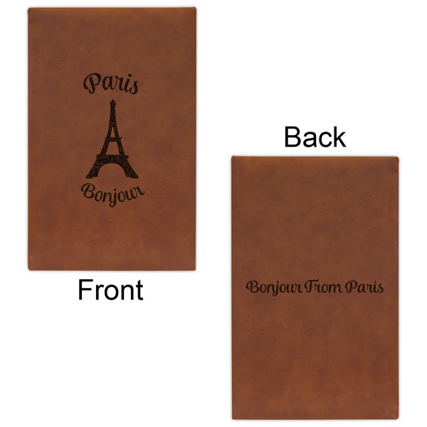 Paris Bonjour and Eiffel Tower Cognac Leatherette Journal - Double Sided - Apvl