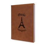 Paris Bonjour and Eiffel Tower Leatherette Journal - Double Sided (Personalized)