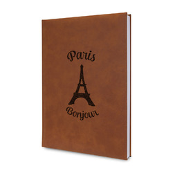 Paris Bonjour and Eiffel Tower Leatherette Journal (Personalized)