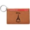Paris Bonjour and Eiffel Tower Cognac Leatherette Keychain ID Holders - Front Credit Card
