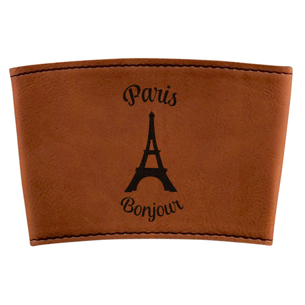 Custom Paris Bonjour and Eiffel Tower Leatherette Cup Sleeve (Personalized)