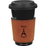 Paris Bonjour and Eiffel Tower Leatherette Cup Sleeve - Single Sided (Personalized)