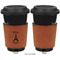 Paris Bonjour and Eiffel Tower Cognac Leatherette Mug Sleeve - Single Sided Apvl