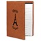Paris Bonjour and Eiffel Tower Cognac Leatherette Portfolios with Notepad - Large - Main
