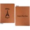 Paris Bonjour and Eiffel Tower Cognac Leatherette Portfolios with Notepad - Small - Double Sided- Apvl