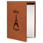 Paris Bonjour and Eiffel Tower Leatherette Portfolio with Notepad - Small - Single Sided (Personalized)