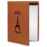Paris Bonjour and Eiffel Tower Leatherette Portfolio with Notepad - Small - Single Sided (Personalized)
