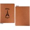 Paris Bonjour and Eiffel Tower Cognac Leatherette Portfolios with Notepad - Small - Single Sided- Apvl