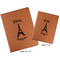 Paris Bonjour and Eiffel Tower Cognac Leatherette Portfolios with Notepad - Compare Sizes