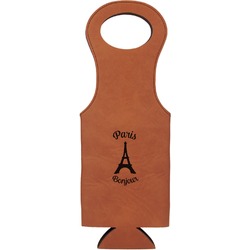 Paris Bonjour and Eiffel Tower Leatherette Wine Tote (Personalized)