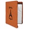 Paris Bonjour and Eiffel Tower Cognac Leatherette Zipper Portfolios with Notepad - Main