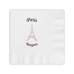 Paris Bonjour and Eiffel Tower Coined Cocktail Napkins (Personalized)