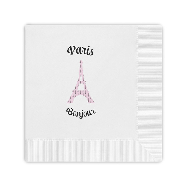 Custom Paris Bonjour and Eiffel Tower Coined Cocktail Napkins (Personalized)
