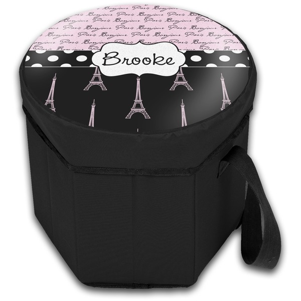Paris Bonjour and Eiffel Tower Collapsible Personalized Cooler & Seat (Closed)