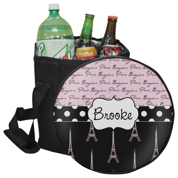 Custom Paris Bonjour and Eiffel Tower Collapsible Cooler & Seat (Personalized)