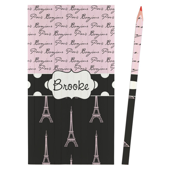 Paris Bonjour and Eiffel Tower Colored Pencils - Front View
