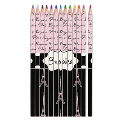 Paris Bonjour and Eiffel Tower Colored Pencils (Personalized)