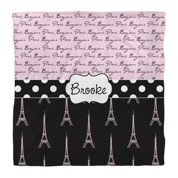 Paris Bonjour and Eiffel Tower Comforter - Queen - Front