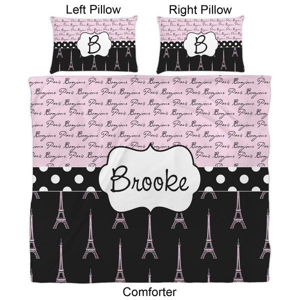 Paris Bonjour and Eiffel Tower Comforter Set - King - Approval
