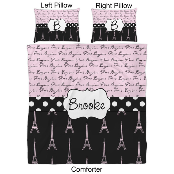 Paris Bonjour and Eiffel Tower Comforter Set - Queen - Approval