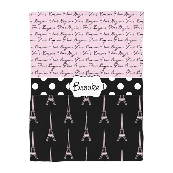 Paris Bonjour and Eiffel Tower Comforter - Twin - Front