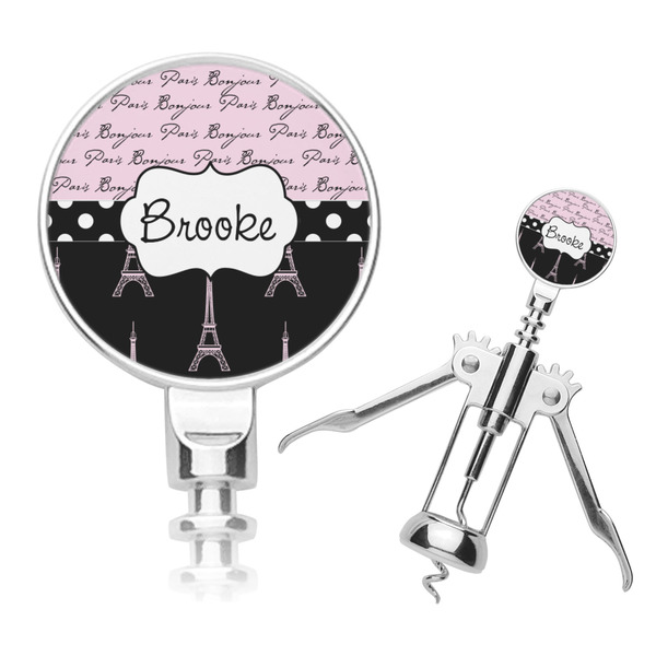 Custom Paris Bonjour and Eiffel Tower Corkscrew (Personalized)