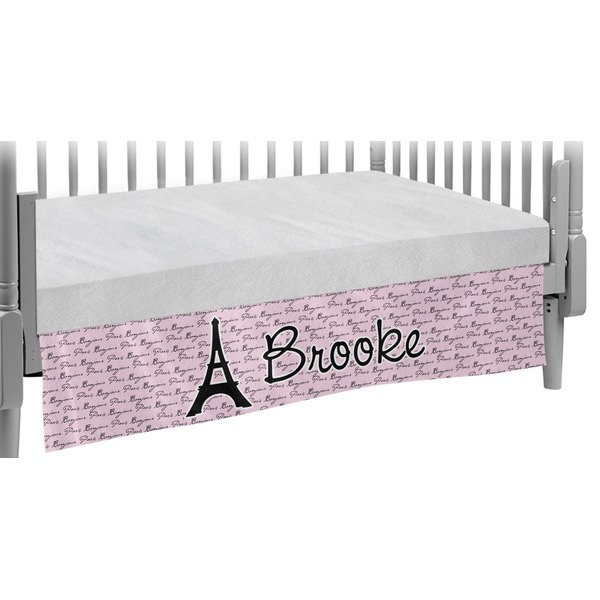 Custom Paris Bonjour and Eiffel Tower Crib Skirt (Personalized)