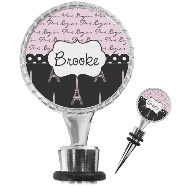 Custom Paris Bonjour and Eiffel Tower Wine Bottle Stopper (Personalized)
