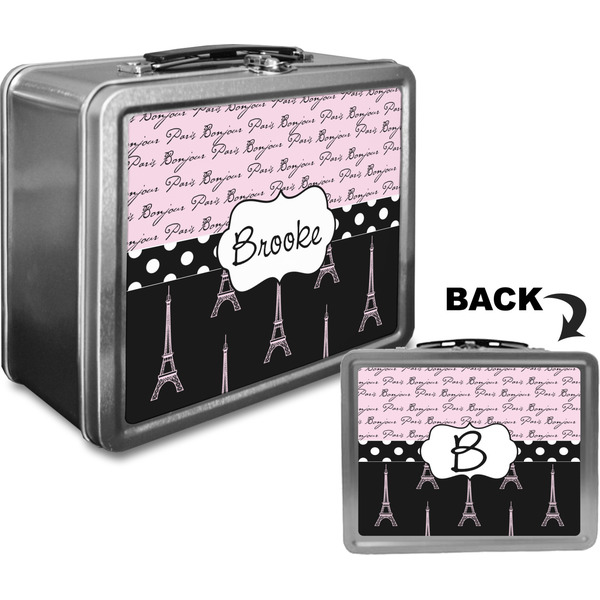 Paris Bonjour and Eiffel Tower Custom Lunch Box / Tin Approval