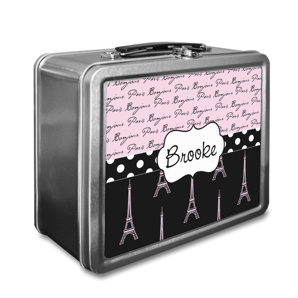 Custom Paris Bonjour and Eiffel Tower Lunch Box (Personalized)