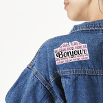Paris Bonjour and Eiffel Tower Twill Iron On Patch - Custom Shape - Large - Set of 4 (Personalized)
