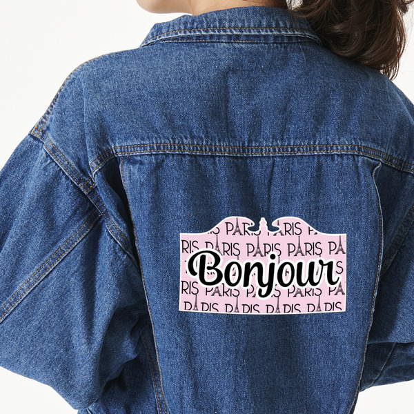 Custom Paris Bonjour and Eiffel Tower Large Custom Shape Patch - 2XL (Personalized)