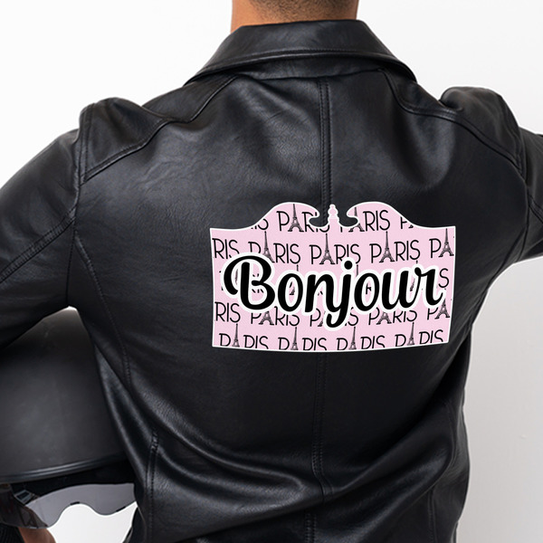Paris Bonjour and Eiffel Tower Custom Shape Iron On Patches - XXXL - APPROVAL