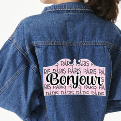 Paris Bonjour and Eiffel Tower Twill Iron On Patch - Custom Shape - 3XL (Personalized)