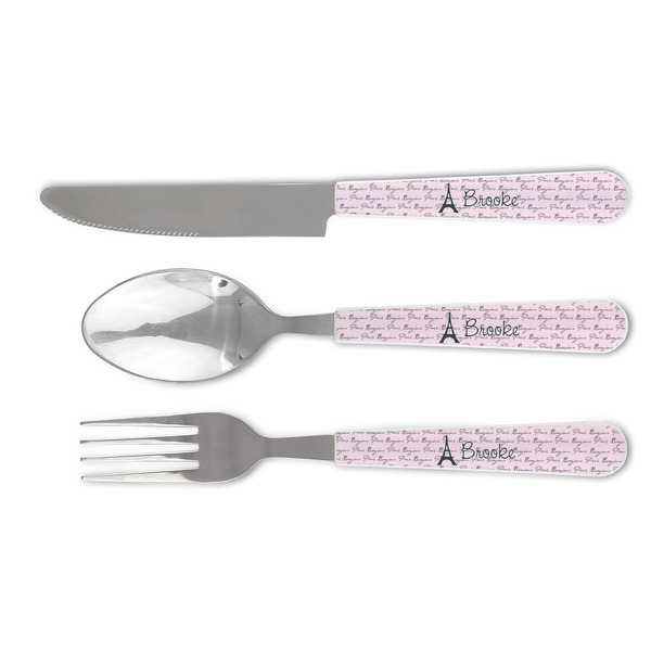 Custom Paris Bonjour and Eiffel Tower Cutlery Set (Personalized)