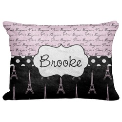 Paris Bonjour and Eiffel Tower Decorative Baby Pillowcase - 16"x12" (Personalized)