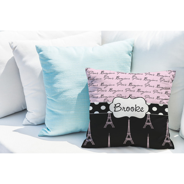 Paris Bonjour and Eiffel Tower Decorative Pillow Case - LIFESTYLE 2