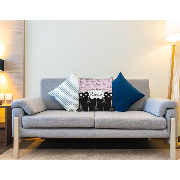 Paris Bonjour and Eiffel Tower Decorative Pillow Case - LIFESTYLE