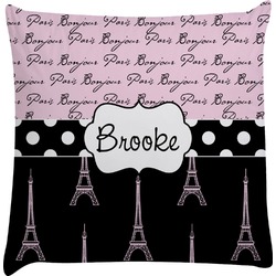 Paris Bonjour and Eiffel Tower Decorative Pillow Case (Personalized)
