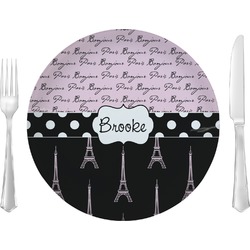 Paris Bonjour and Eiffel Tower 10" Glass Lunch / Dinner Plates - Single or Set (Personalized)