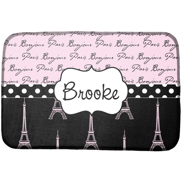 Custom Paris Bonjour and Eiffel Tower Dish Drying Mat (Personalized)