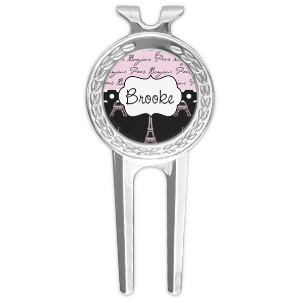 Custom Paris Bonjour and Eiffel Tower Golf Divot Tool & Ball Marker (Personalized)