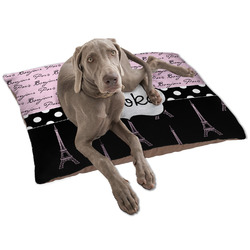 Paris Bonjour and Eiffel Tower Dog Bed - Large w/ Name or Text